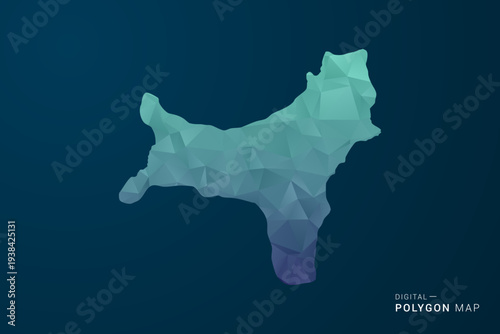 Christmas Island Map - Polygon Style Vector Illustration with Teal Blue Gradient, Low Poly Geometric Design, Digital and Technology Inspired, Clean Silhouette on Dark Background.