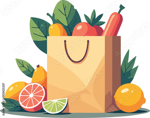 sacco sacchetto di frutta verdura cibo alimenti vettoriale	