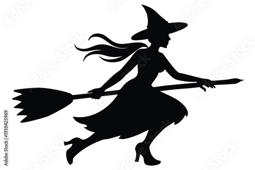 Witch, Enchantress Flying Broomstick