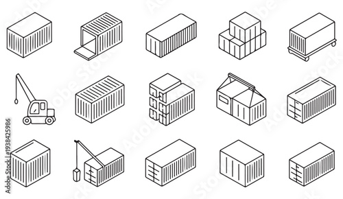 Delivery Package Outline Icons Collection for Ecommerce Logistics