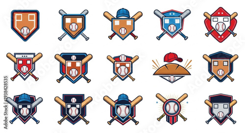 Baseball Emblems and Icons Collection Vector Art.