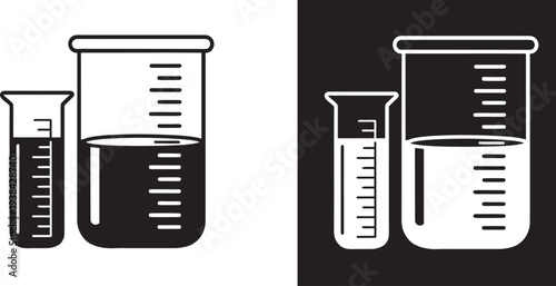 Laboratory Beaker and Measuring Cylinder and Conical Flask Vector silhouette illustration. Laboratory icon. Laboratory line act vector and  Black and White and Illustration  Formats Included EPS