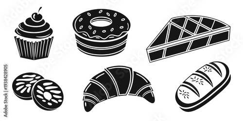 Assorted pastries and desserts displayed in a delightful arrangement Vector