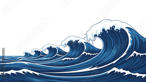 Powerful deep blue ocean waves with white foam crashing forward representing the raw strength of the sea.