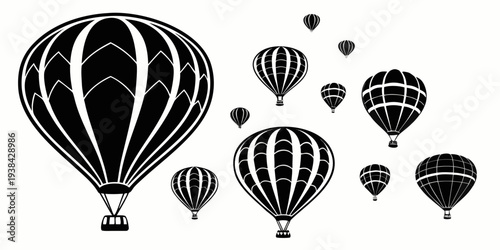 A whimsical illustration of hot air balloons floating in the sky Vector
