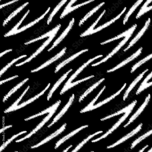 Black and White Abstract Brush Stroke Seamless Pattern