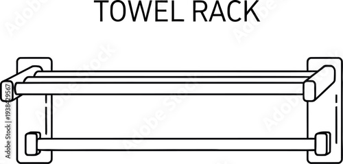 Simple line art drawing of a double bar wall mounted bathroom towel rack fixture