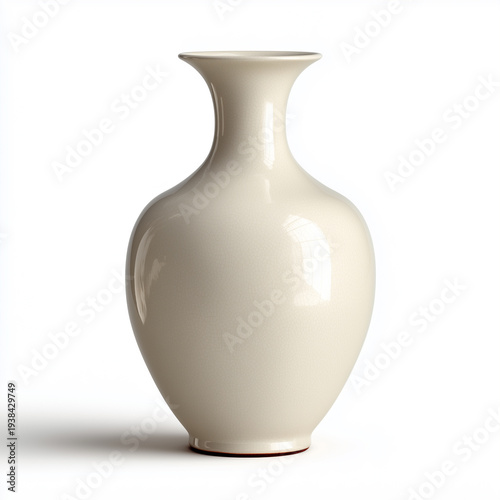 Empty round white vase isolated on white background.