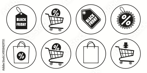 Assorted icons representing various activities and objects in a circular format. Vector