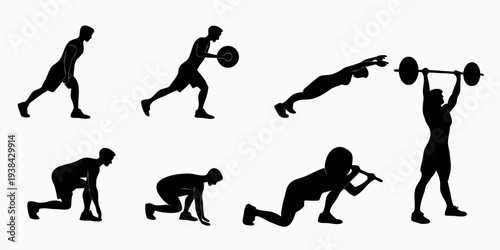 Illustration of various exercises performed by a person Vector
