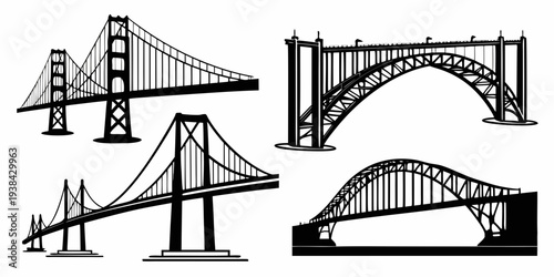 A collection of various bridge designs and structures from around the world Vector