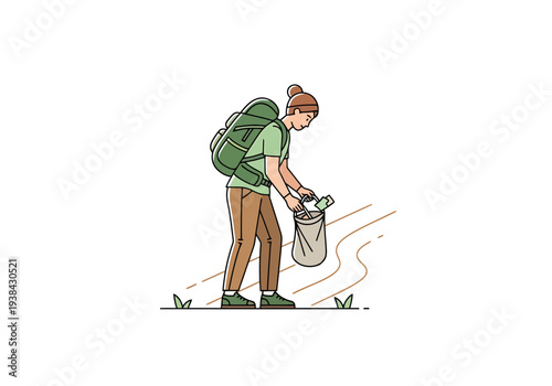 Outdoor Recreation Person Collecting Natural Resources Outdoors During Daytime With Backpack and Supplies