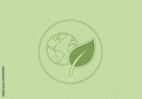 Sustainable Earth Environment Concept Symbol Representing Green Planet Care And Natural Growth In Circle Outline