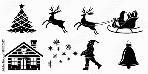 Illustrations of winter holiday symbols and activities Vector