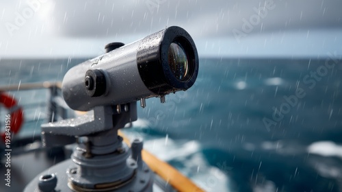Close-up Perspective of Submarine Periscope Interface