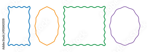 Set of colorful zigzag edges. Zigzag edges set. 