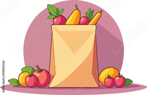 sacco sacchetto di frutta verdura cibo alimenti vettoriale