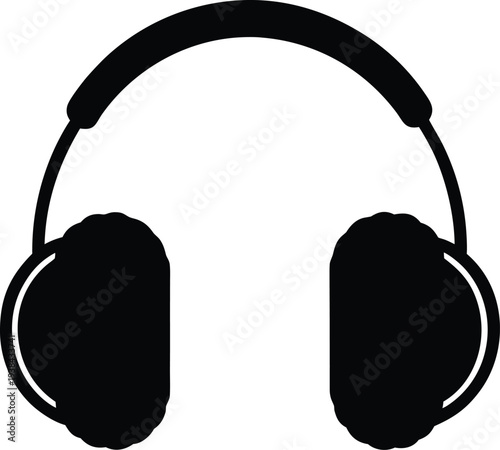 ear protection earmuffs silhouette vector art illustration, black and white design