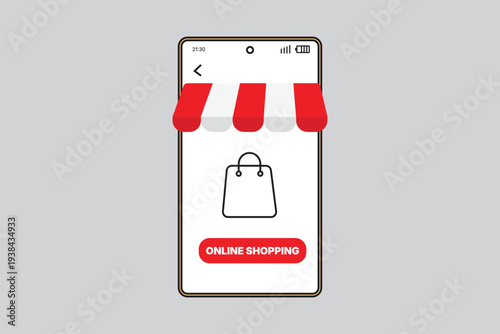 A flat vector app icon of an online shopping website