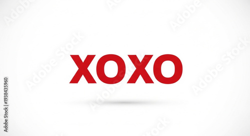 Bold Red XOXO Text Design with Subtle Shadow Effect.