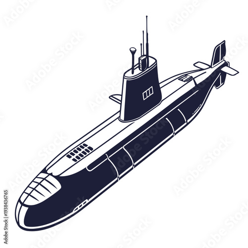 Modern submarine with sleek design and advanced technology underwater Vector