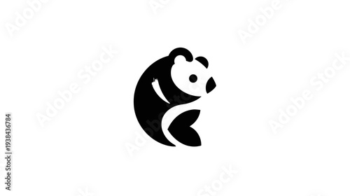Stylish abstract minimalist black and white panda bear logo icon design for modern branding and graphic identity