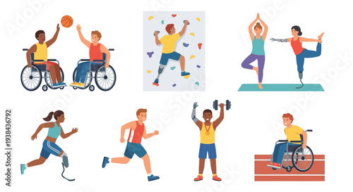 Diverse athletes engaging in various sports and physical activities