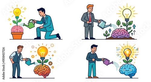 Cultivating ideas men nurturing brain growth with light and water