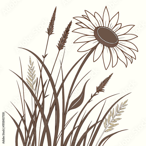 A delicate flower with tall stems and intricate petals in a natural setting. Vector