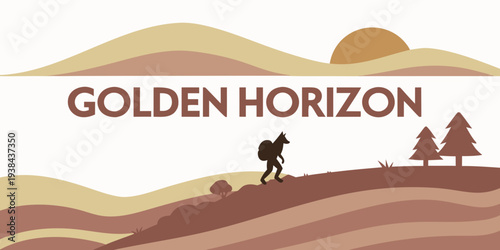 Adventurers journeying through a vast desert landscape under a golden horizon Vector