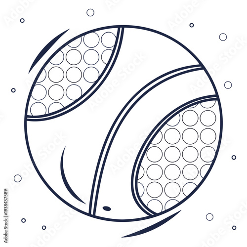 A stylized illustration of a spherical shape with intricate patterns and bubbles Vector
