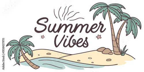 Relaxing on a tropical beach with palm trees and summer vibes Vector