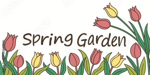 A vibrant spring garden with a variety of colorful flowers in full bloom Vector