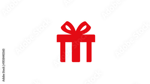 Red gift box illustration on white background, including a bow, and clean graphic style