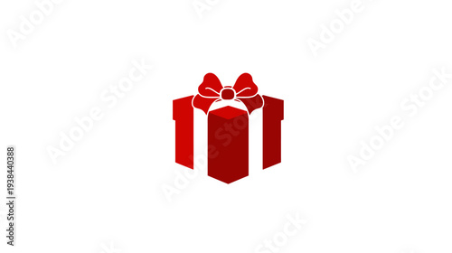 A red gift box with a bow sits on a white background, simple vector art