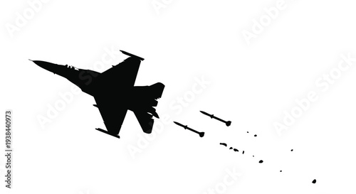 Dynamic fighter jet in flight leaving a trail of smoke a striking silhouette