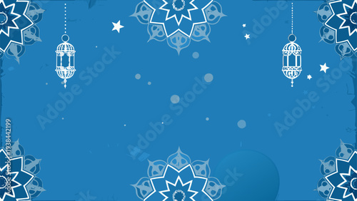 Delicate snowflakes scattered across a deep blue winter sky background