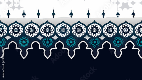 Geometric pattern of interconnected circular shapes forming a wave-like design