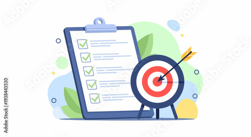 Achieving business success with focused strategies and precise goal setting on a checklist