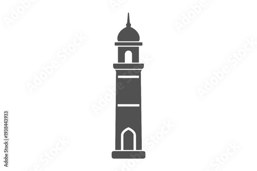 An illustration of a tall tower with a dome and arched windows, representing architecture and culture, viewed from the front.