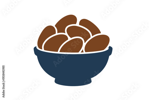 Illustration of a bowl of almonds, vector graphic design