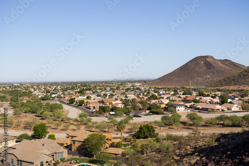 North-West Phoenix and Glendale and Peoria as seen from the top of Vision Hills, a part of Valley of the Sun, Arizona