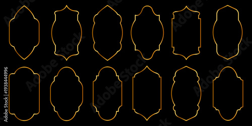 Set of elegant, gold gradient lined Islamic frames