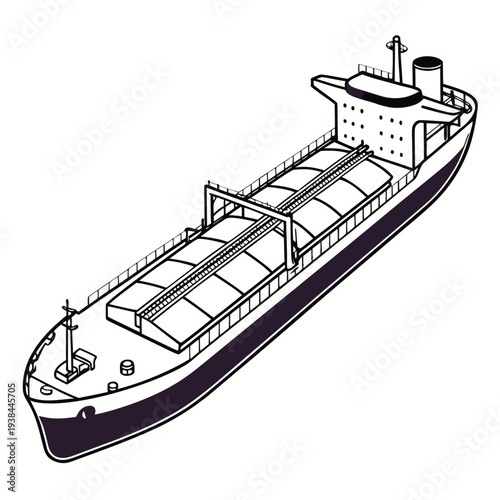A large cargo ship sailing on the open sea with containers stacked on deck Vector