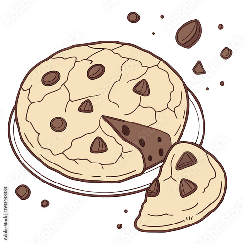 A delicious chocolate chip cookie with a bite taken out of it Vector
