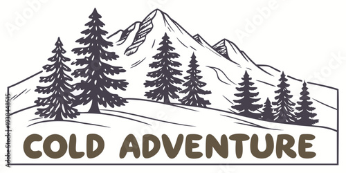 A group of hikers enjoying a scenic view in the mountains during a cold adventure Vector