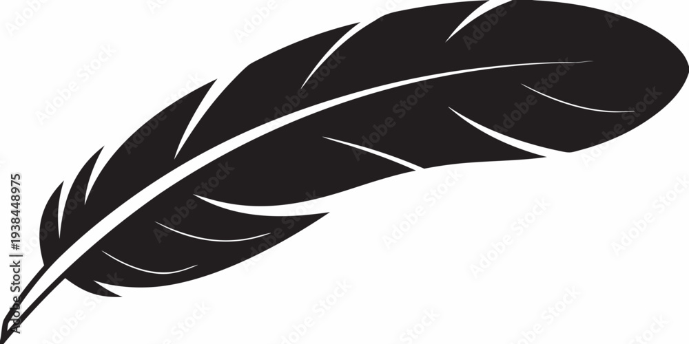 Obraz premium A single black feather depicted in a simple graphic style
