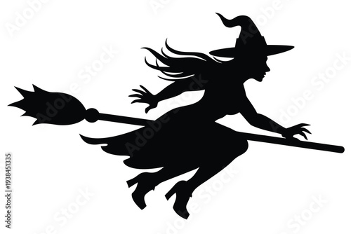 Witch, Flying Sorceress Silhouette