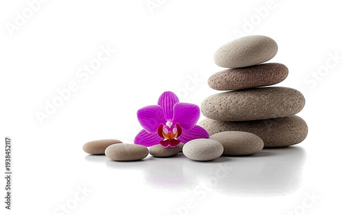 Zen Stones and Purple Orchid for Spa and Wellness
