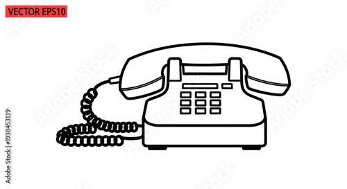 Black and white landline telephone device.